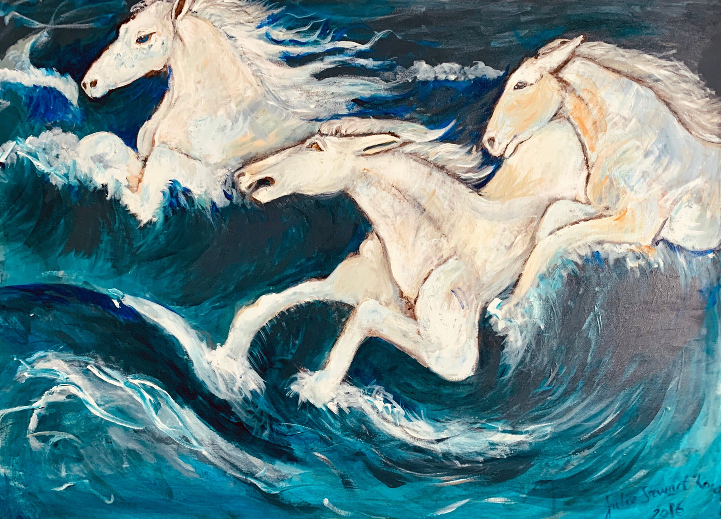 Neptune's Horses - Original Painting 60 x 35cms